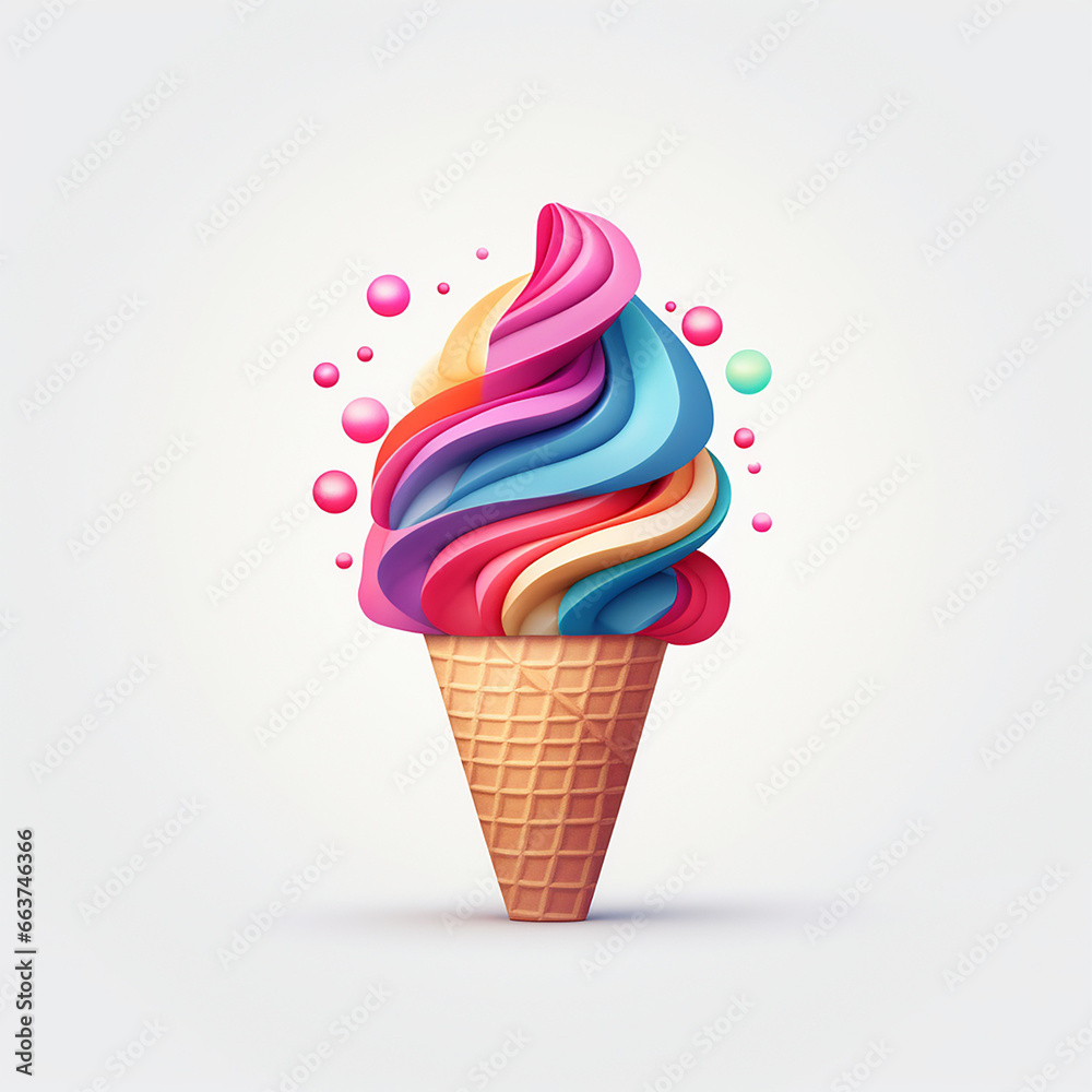 illustration of ice cream 2d design multi-colors created with Generative Ai illustration of ice cream 2d design multi-colors created with Generative Ai