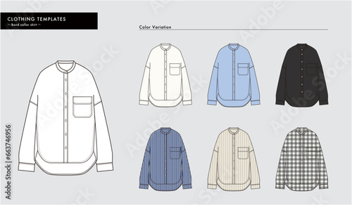 シャツ　絵型イラスト　テンプレート　おしゃれ　カラーバリエーション　Clothing illustration Template fashionable color variation