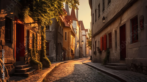 Estonia saiakang street in tallinn's old town. photo