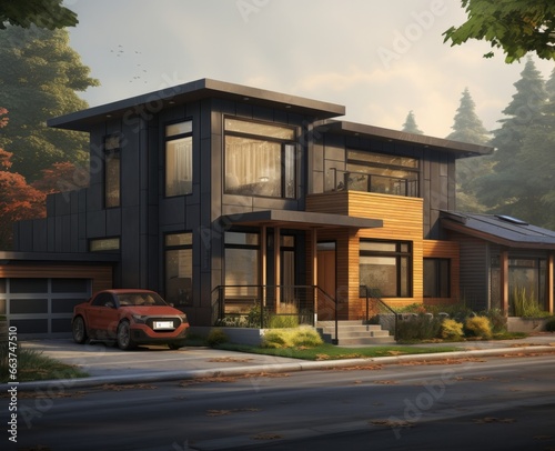 Design of a 2-story house, residential building, luxurious, beautiful style.