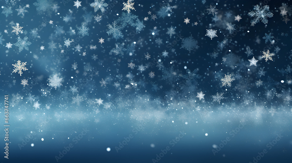 Festive Blue Christmas Background with Snowflakes Festive Blue Christmas Background with Snowflakes