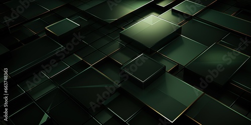 Dark olive green abstract modern background for design. Geometric shapes, triangles, squares, rectangles, stripes, lines. Futuristic © Влада Яковенко