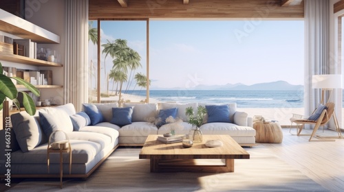 Coastal style home interior design of modern living room © panu101