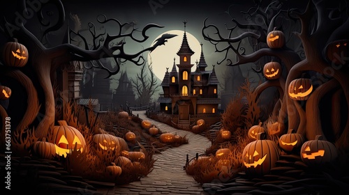 Halloween background with a scary scene