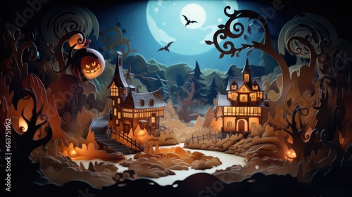 Halloween background with a scary scene