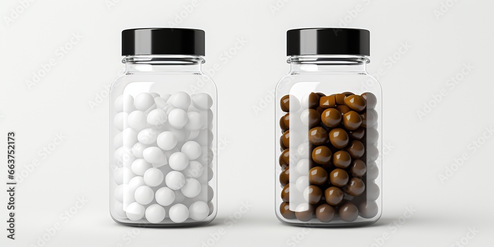 White pill bottle isolated on transparent or white background. mockup - obrazy, fototapety, plakaty 