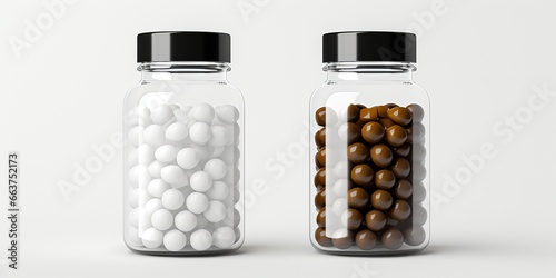 White pill bottle isolated on transparent or white background. mockup photo