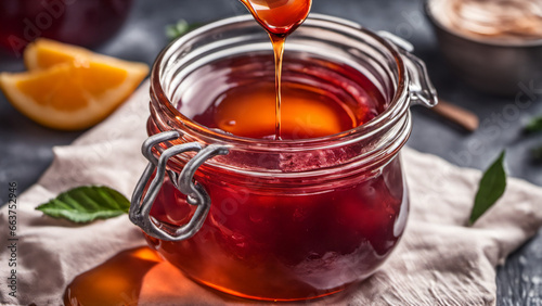 Indulge in the deliciousness of the colorful syrup, adding sweetness to your favorite desserts