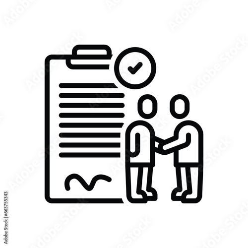 Black line icon for agreement  photo