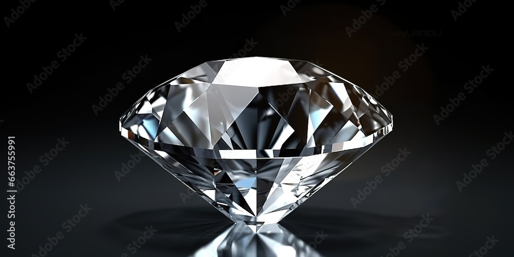 A beautiful and charming diamond photographed at close range against a black background. generative AI A beautiful and charming diamond photographed at close range against a black background. generative AI