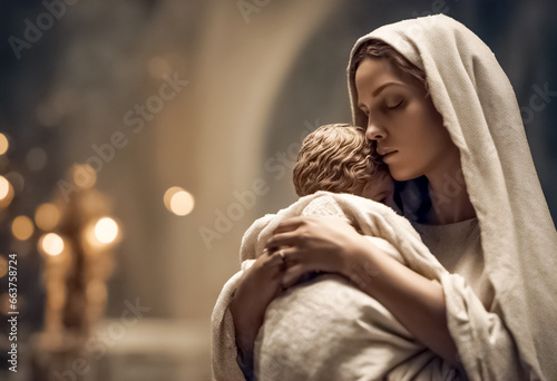 ergine Maria con in braccio il piccolo Gesù photo