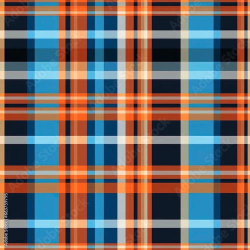 orange and blue plaid fabric pattern