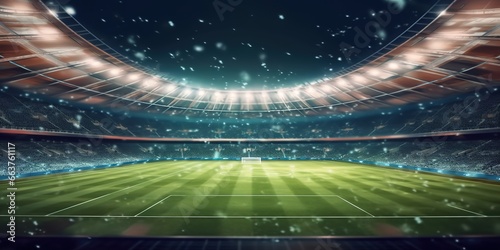 a large football stadium with bright lights at night. generative AI