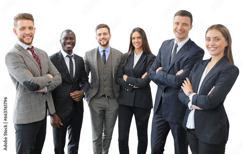 Businesspeople with colleagues standing on a transparent background Businesspeople with colleagues standing on a transparent background
