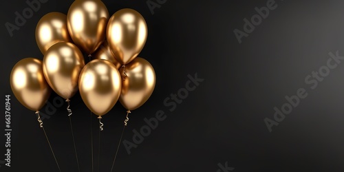 gold balloons on black background. generative AI © Nanda