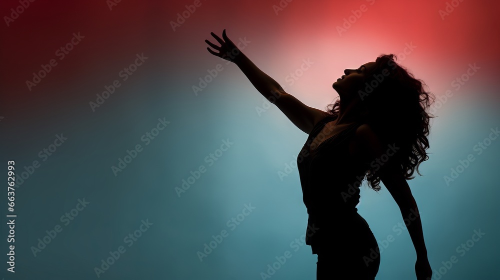 photo silhouette of woman whit arms raised
