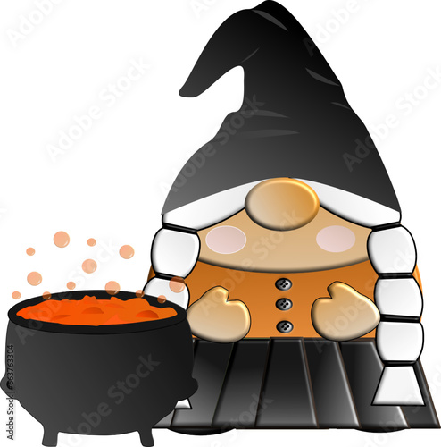 Female gnomo - witch - autumn - cauldron,  great for website, email, greeting card, presentation, postcard, book, t-shirt, sweatshirt, sticker, book, printables, sublimation, cricut, silhouet
