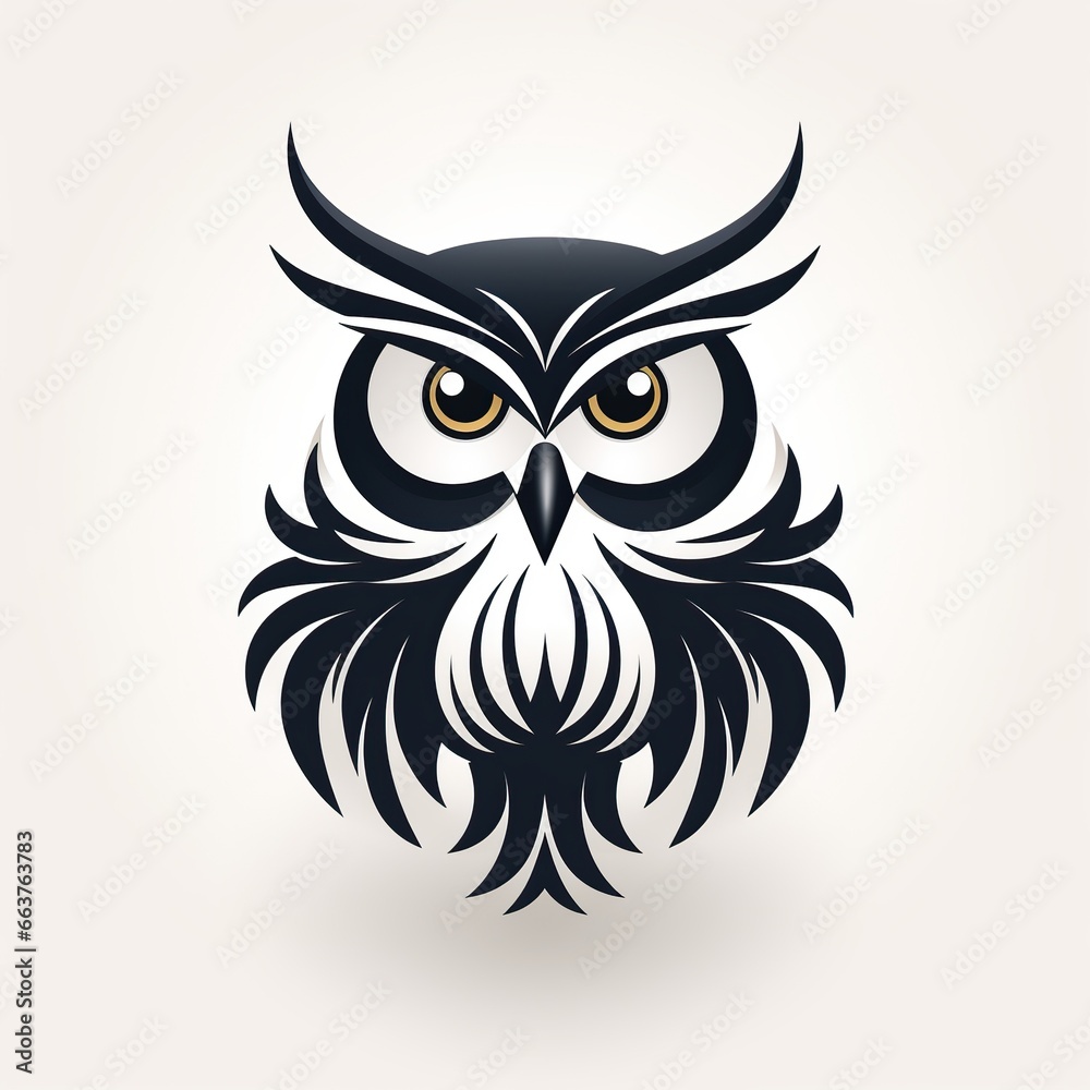 logo emblem tattoo with an owl on white isolated background