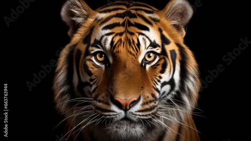 Head front calm tiger face isolated 