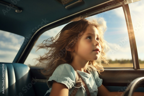 Transportation car window female vehicle young cute sitting person childhood travel girl children