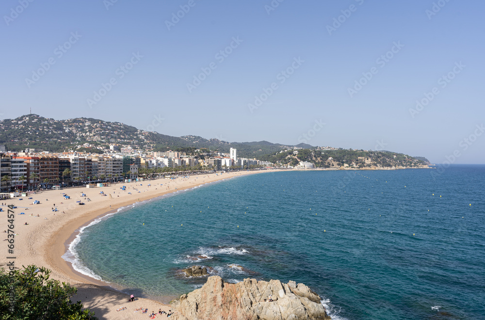 Vistas desde el Camino hacia la playa de Lloret de Mar, Costa brava, Cataluña, España