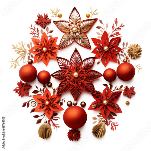 Christmas decoration composition on transparent background