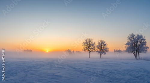 Winter Landscape at Dusk or Dawn