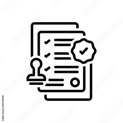 Black line icon for approve 