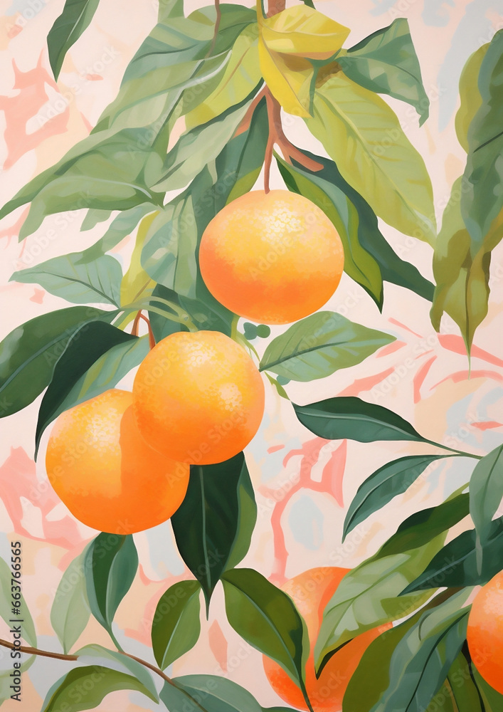 Illustration fruit orange fresh food citrus background organic