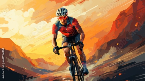 Colorful flat illustration of cycling sport