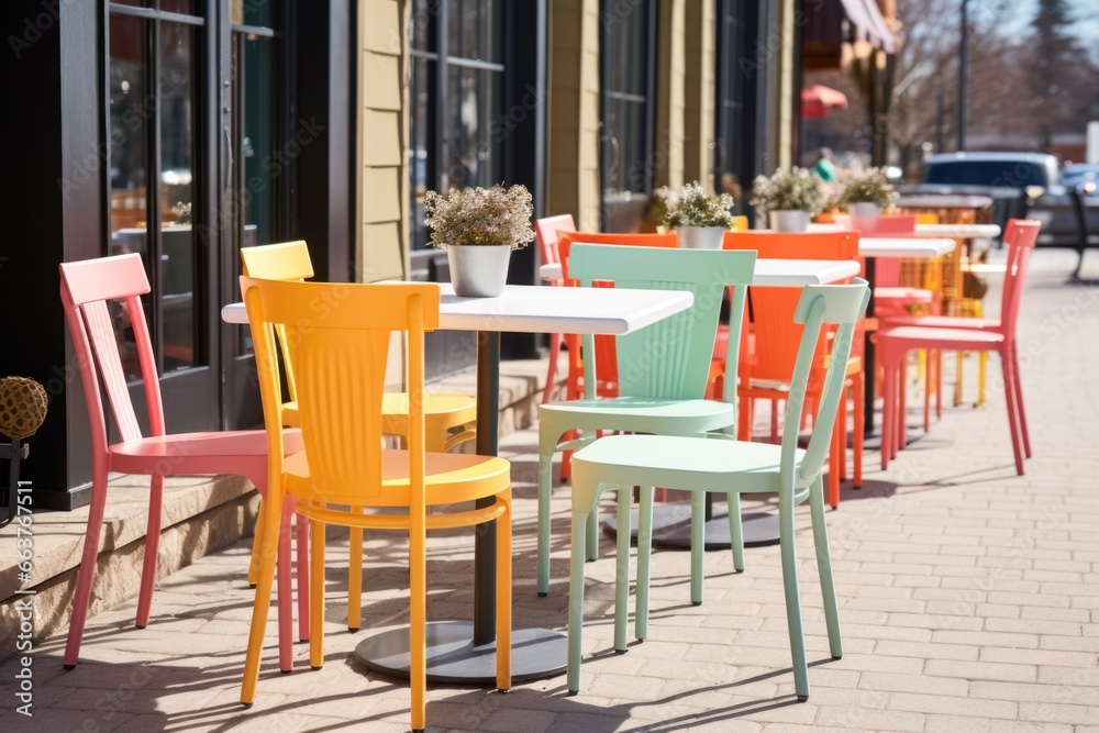 bright outdoor bistro tables with matching chairs