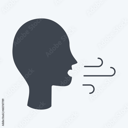 Icon Difficulty Breathing. suitable for flu symbol. glyph style. simple design editable. design template vector. simple illustration