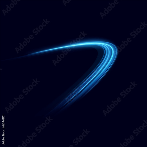 Blue glowing shiny lines. Vector blue light effect, neon speed motion curve.Speed ​​line.Vector.