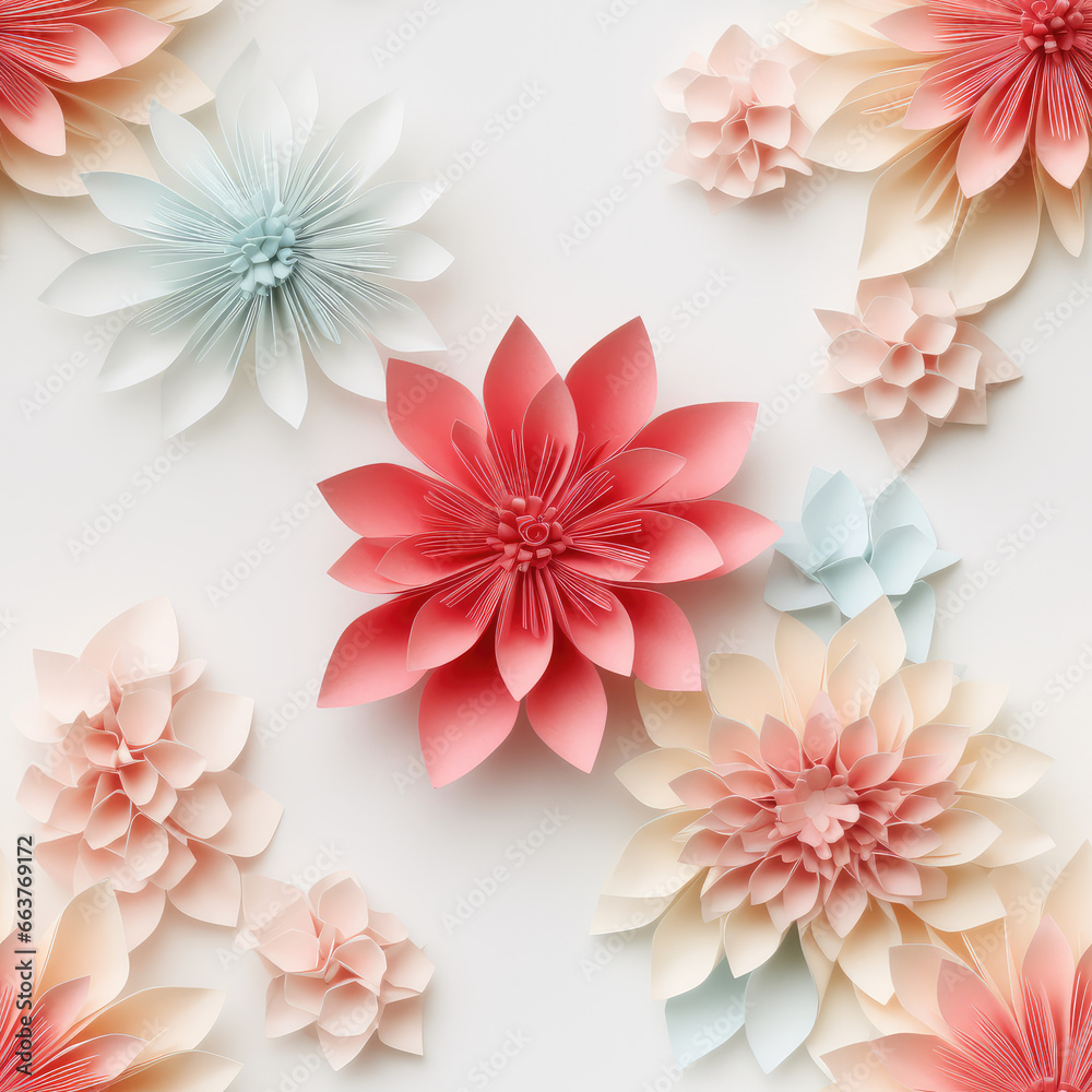 Papercut floral 3d plants flowers repeat pattern Papercut floral 3d plants flowers repeat pattern