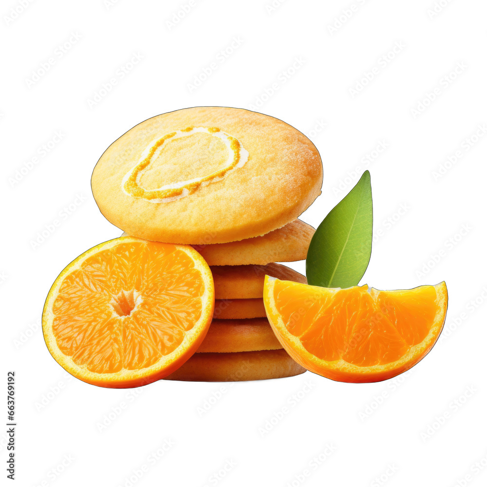 Mandarin orange cookies isolated on transparent background Mandarin orange cookies isolated on transparent background
