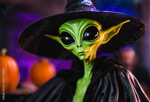 AI generated illustration of an alien figure on Halloween