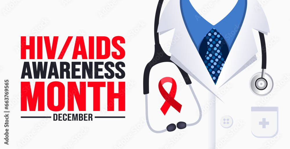 December is HIVAIDS Awareness Month background template. Holiday ...