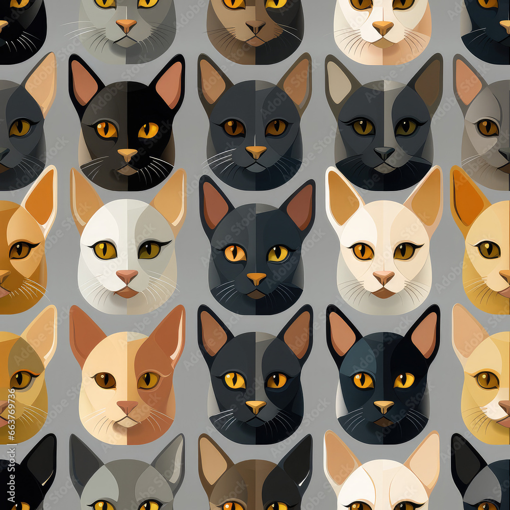 Abyssinian cats cartoon repeat pattern Abyssinian cats cartoon repeat pattern