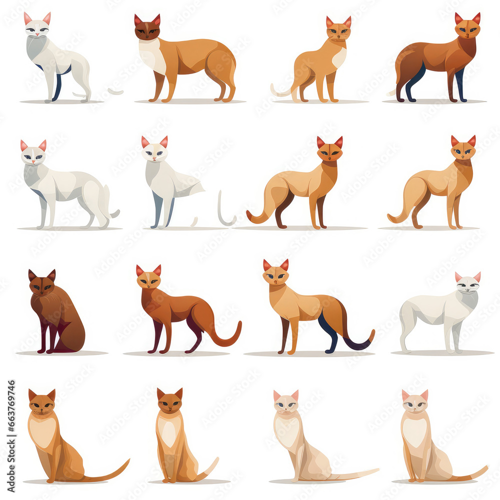 Abyssinian cats cartoon repeat pattern