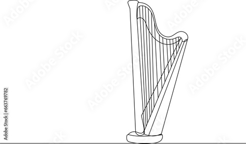 harp outline, sketch isolated vector