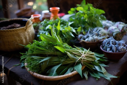 close-up of medicinal plants used in indigenous cultures photo