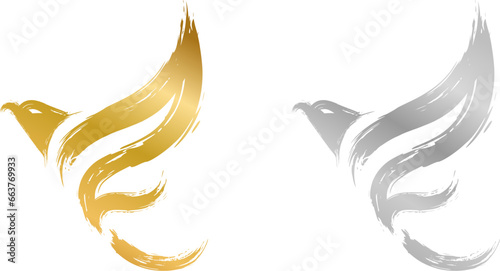 eagle logo (silver & gold) - grunge paintbrush style