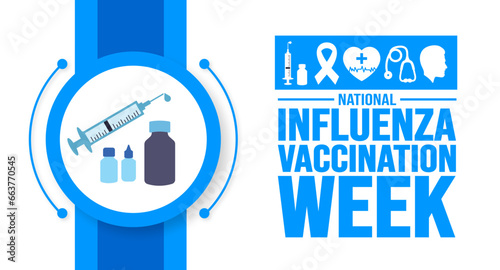 December is National Influenza Vaccination Week background template. Holiday concept. background, banner, placard, card, and poster design template with text inscription and standard color. vector
