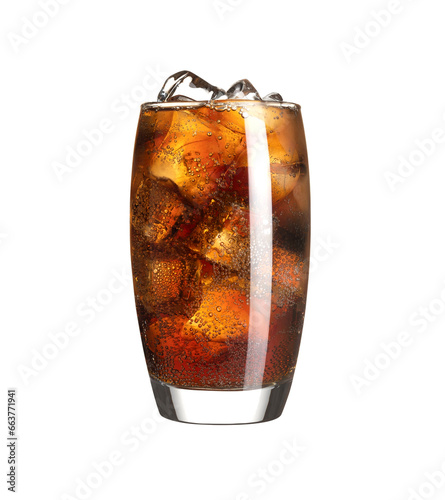 Glass of Ice Cola Isolated on White Background