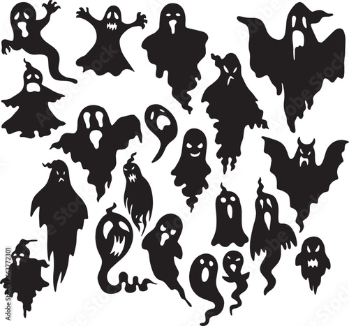 Set of halloween ghost