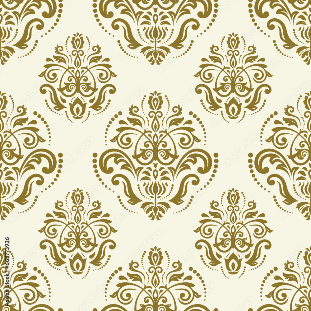 Classic seamless vector pattern. Damask orient ornament. Classic vintage background. Orient golden pattern for fabric, wallpapers and packaging