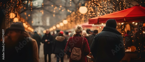 Winterliche Freuden: Weihnachtsmarkt mit Glühweinständen und festlicher Dekoration