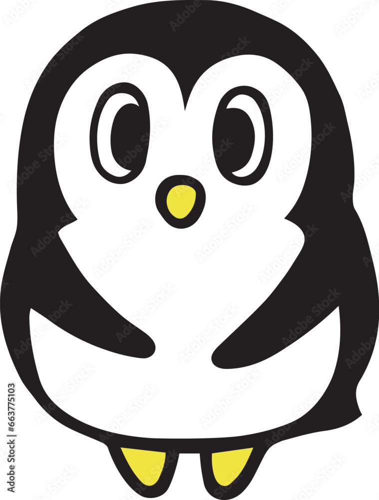 Obraz premium かわいいシンプルペンギン かしこまるポーズ