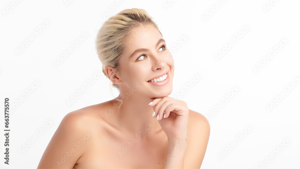 Beautiful smile of young woman with healthy white teeth on white background, Dental care. Dentistry concept. Beautiful smile of young woman with healthy white teeth on white background, Dental care. Dentistry concept.
