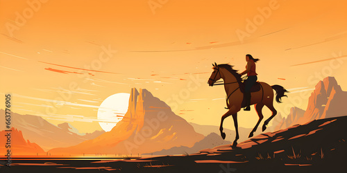 Man riding a horse illustration background